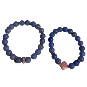 Bracelets Blue and Pink Set of 2 Boho Stone Beaded Bracelets NWOT